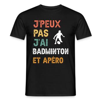 je peux pas j'ai badminton et apéro vintage - T-shirt homme - noir - Devant - AI Model Male 178 light (178cm)