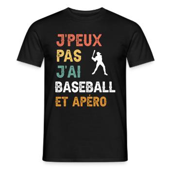 I can't I have baseball and vintage aperitif - Men's T-Shirt - black - Front - AI Model Male 178 light (178cm)