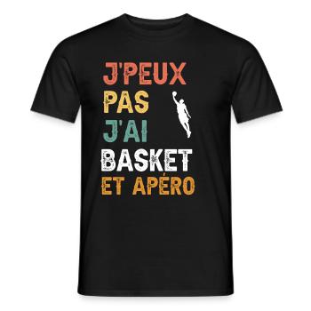 I can't I have basketball and vintage aperitif - Men's T-Shirt - black - Front - AI Model Male 178 light (178cm)