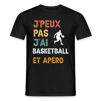 I can't I have basketball and vintage aperitif - Men's T-Shirt - black - Front - AI Model Male 178 light (178cm)