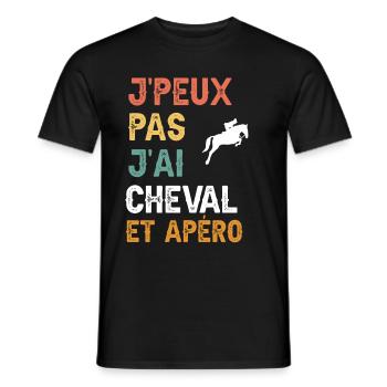 I can't I have horse man and vintage aperitif - Men's T-Shirt - black - Front - AI Model Male 178 light (178cm)