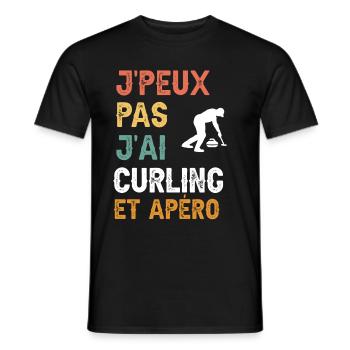 I can't I have curling and vintage aperitif - Men's T-Shirt - black - Front - AI Model Male 178 light (178cm)