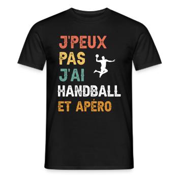 Ich kann nicht Handball und Vintage-Aperitif haben - Männer T-Shirt - Schwarz - Vorne - AI Model Male 178 light (178cm)