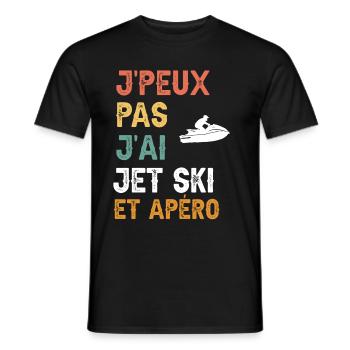 Ich kann nicht, ich habe Jetski und Vintage-Aperitif - Männer T-Shirt - Schwarz - Vorne - AI Model Male 178 light (178cm)