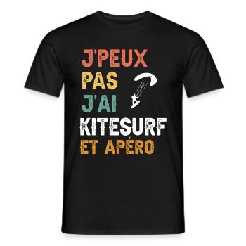 I can't I have Kitesurfing und Vintage Aperitif - Männer T-Shirt - Schwarz - Vorne - AI Model Male 178 light (178cm)