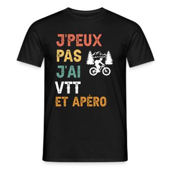 je peux pas j'ai VTT et apéro vintage - T-shirt homme - noir - Devant - AI Model Male 178 light (178cm)