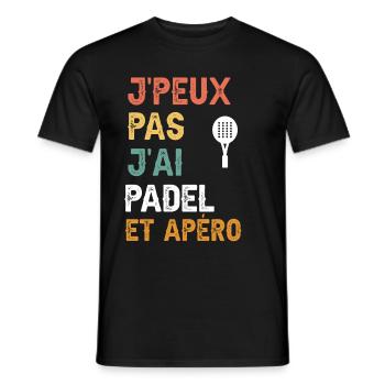 I can't I have padel and vintage aperitif - Men's T-Shirt - black - Front - AI Model Male 178 light (178cm)