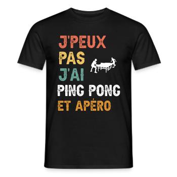 je peux pas j'ai ping pong et apéro vintage - T-shirt homme - noir - Devant - AI Model Male 178 light (178cm)