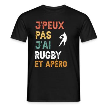 Ich kann nicht, ich habe Männerrugby und Vintage-Aperitif - Männer T-Shirt - Schwarz - Vorne - AI Model Male 178 light (178cm)