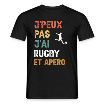 I can't I have rugby and vintage aperitif - Men's T-Shirt - black - Front - AI Model Male 178 light (178cm)