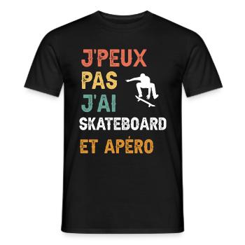 je peux pas j'ai skateboard et apéro vintage - T-shirt homme - noir - Devant - AI Model Male 178 light (178cm)
