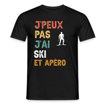 Ich kann keinen Ski- und Vintage-Aperitif haben - Männer T-Shirt - Schwarz - Vorne - AI Model Male 178 light (178cm)