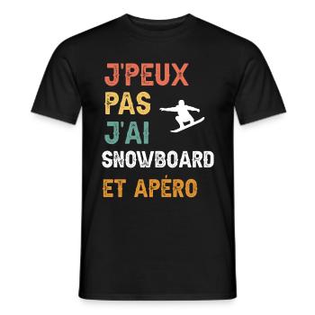 Ich kann kein Snowboard und einen Vintage-Aperitif haben - Männer T-Shirt - Schwarz - Vorne - AI Model Male 178 light (178cm)