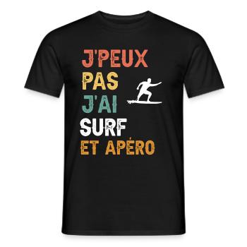 I can't I surf man and vintage aperitif - Men's T-Shirt - black - Front - AI Model Male 178 light (178cm)