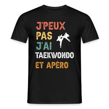 je peux pas j'ai taekwondo et apéro vintage - T-shirt homme - noir - Devant - AI Model Male 178 light (178cm)