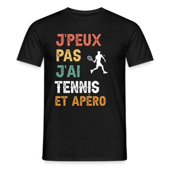 I can't I have tennis and vintage aperitif - Men's T-Shirt - black - Front - AI Model Male 178 light (178cm)
