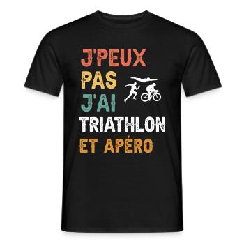 I can't I have triathlon and vintage aperitif - Men's T-Shirt - black - Front - AI Model Male 178 light (178cm)