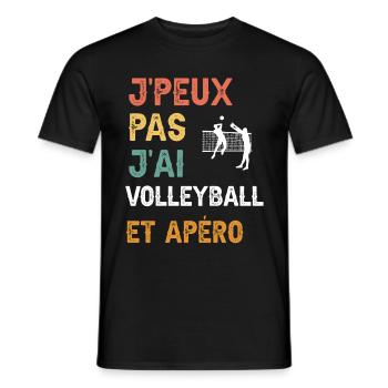 Ich kann nicht, ich kann Volleyball und Vintage-Aperitif haben - Männer T-Shirt - Schwarz - Vorne - AI Model Male 178 light (178cm)