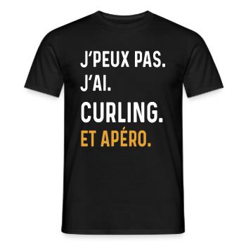 I can't I curling aperitif humor - Men's T-Shirt - black - Front - AI Model Male 178 light (178cm)
