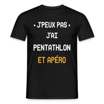 Ich kann nicht, ich habe Fünfkampf und Aperitif - Männer T-Shirt - Schwarz - Vorne - AI Model Male 178 light (178cm)