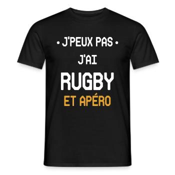 I can't I have rugby and aperitif - Men's T-Shirt - black - Front - AI Model Male 178 light (178cm)