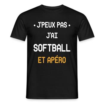 Ich kann nicht, ich habe Softball und Aperitif - Männer T-Shirt - Schwarz - Vorne - AI Model Male 178 light (178cm)