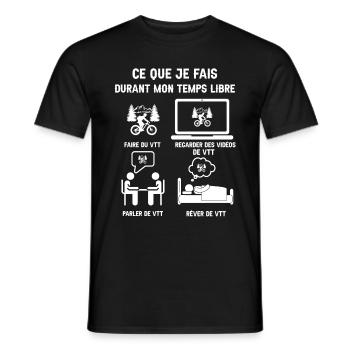 temps libre VTT humour - T-shirt homme - noir - Devant - AI Model Male 178 light (178cm)