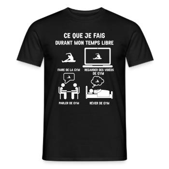 temps libre gym humour - T-shirt homme - noir - Devant - AI Model Male 178 light (178cm)
