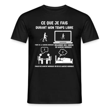 temps libre marche nordique humour - T-shirt homme - noir - Devant - AI Model Male 178 light (178cm)