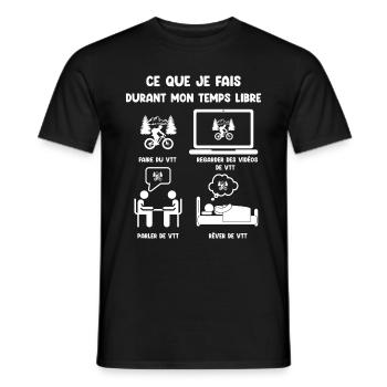 temps libre VTT humour drôle - T-shirt homme - noir - Devant - AI Model Male 178 light (178cm)