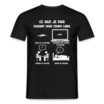 temps libre piscine humour drôle - T-shirt homme - noir - Devant - AI Model Male 178 light (178cm)