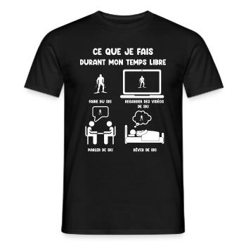 temps libre ski humour drôle - T-shirt homme - noir - Devant - AI Model Male 178 light (178cm)