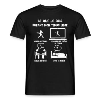 Free time tennis funny humor - Men's T-Shirt - black - Front - AI Model Male 178 light (178cm)