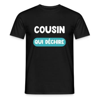 cousin qui déchire cadeau cousin cadeau cousin - T-shirt homme - noir - Devant - AI Model Male 178 light (178cm)