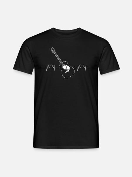 guitariste guitare passion du coeur idée cadeau - T-shirt homme - noir