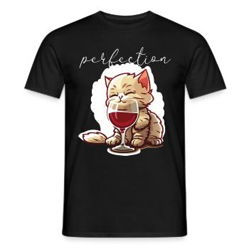 Cute cat with wine - Men's T-Shirt - black - Front - AI Model Male 178 light (178cm)
