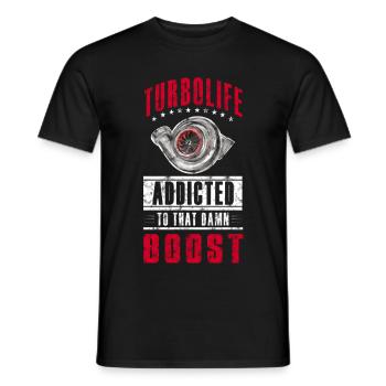 TURBO LIFE - Boost addicted - Men's T-Shirt - black - Front - AI Model Male 178 light (178cm)