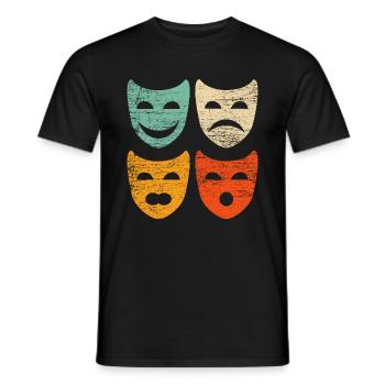 Theater Maske Retro - Männer T-Shirt - Schwarz - Vorne - AI Model Male 178 light (178cm)