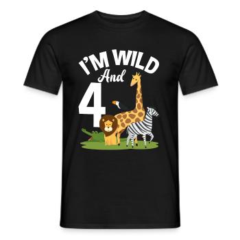 4th birthday birthday shirt jungle four - Men's T-Shirt - black - Front - AI Model Male 178 light (178cm)