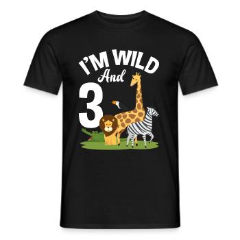 3rd birthday birthday shirt jungle three - Men's T-Shirt - black - Front - AI Model Male 178 light (178cm)