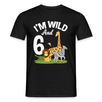 6. Geburtstag Geburtstagsshirt Dschungel Sechs - Männer T-Shirt - Schwarz - Vorne - AI Model Male 178 light (178cm)