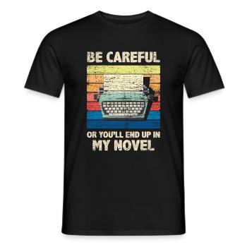 Author retro typewriter - Men's T-Shirt - black - Front - AI Model Male 178 light (178cm)