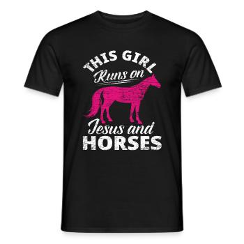 Cadeau de femme chrétienne chrétienne cheval - T-shirt homme - noir - Devant - AI Model Male 178 light (178cm)