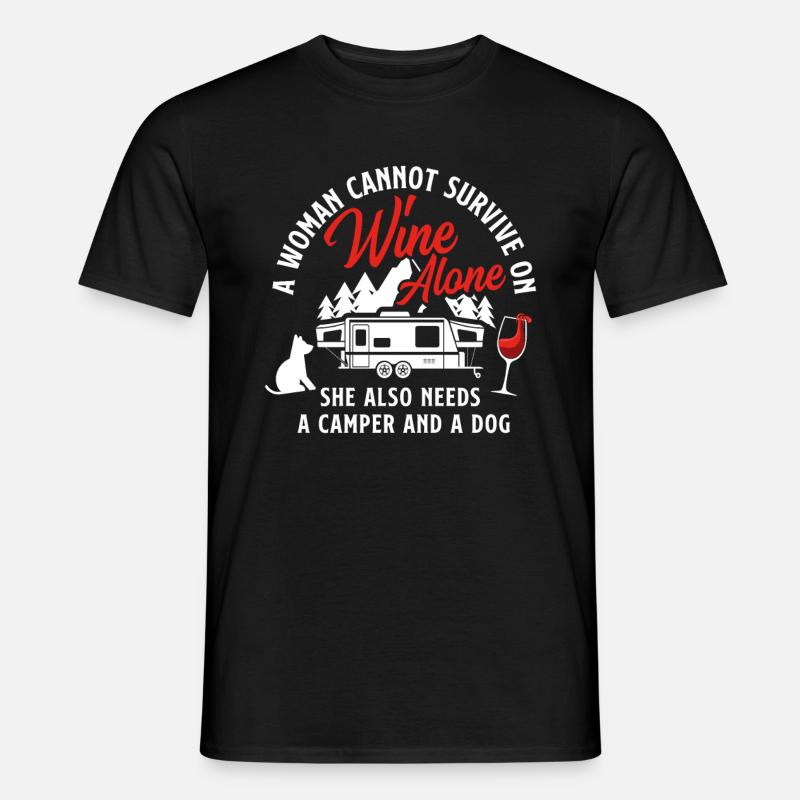Wein Camper Hund Geschenk - Männer T-Shirt - Schwarz
