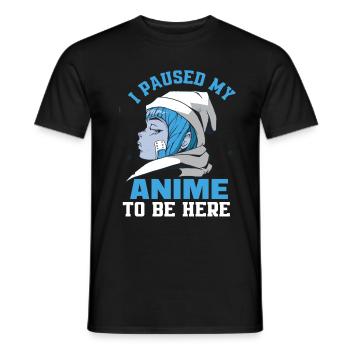 Anime j'ai mis mon anime en pause - T-shirt homme - noir - Devant - AI Model Male 178 light (178cm)