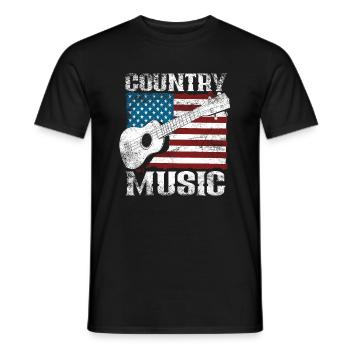 Country Musique drapeau américain guitare - T-shirt homme - noir - Devant - AI Model Male 178 light (178cm)