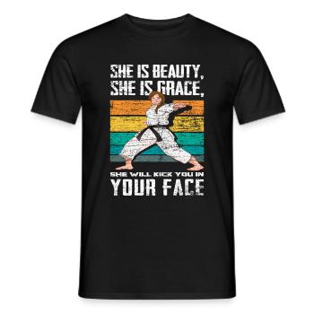 Idée cadeau rétro fille de Taekwondo - T-shirt homme - noir - Devant - AI Model Male 178 light (178cm)