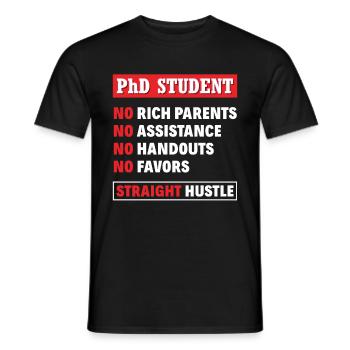 PhD student - Men's T-Shirt - black - Front - AI Model Male 178 light (178cm)