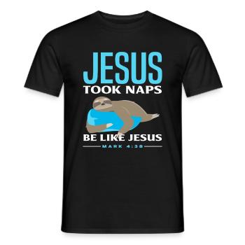 Sloth Jesus Nap - Men's T-Shirt - black - Front - AI Model Male 178 light (178cm)