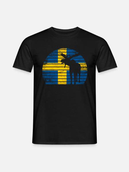 Schweden Schwedische Flagge Elch Geschenk - Männer T-Shirt - Schwarz